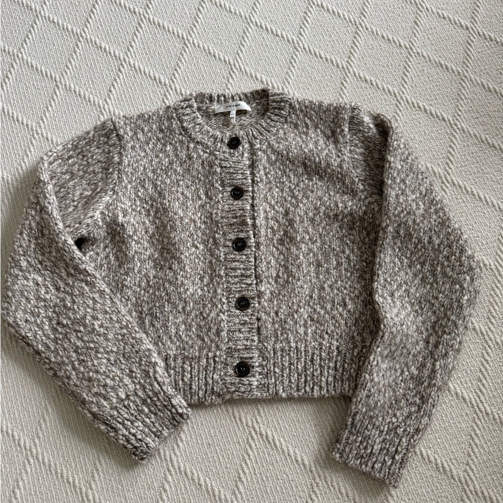 Frame Denim Cream and Gray Cardigan